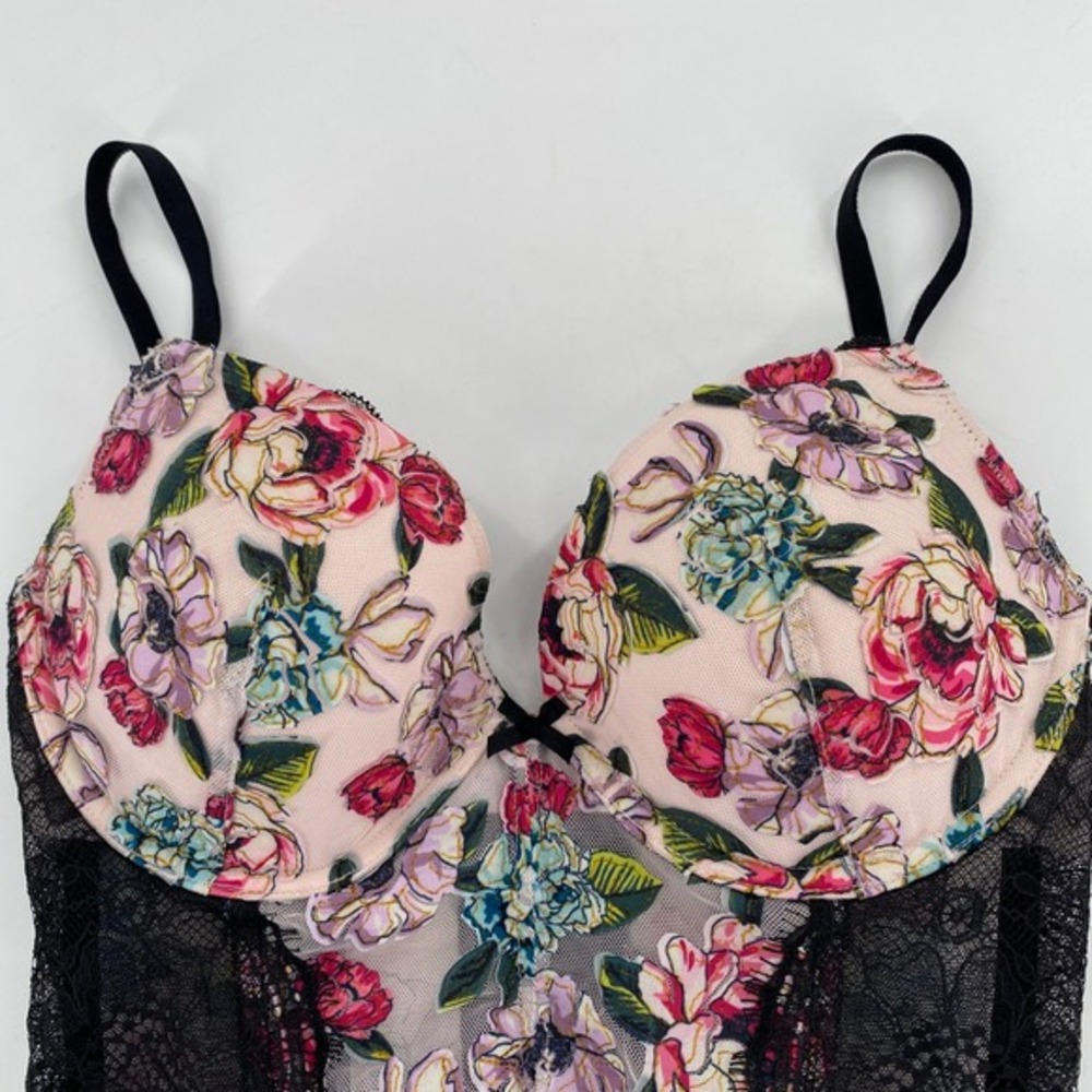Victorias Secret Very Sexy Floral Lace Push-Up Bustier Top Corset 34C Multicolor - Picture 6 of 9